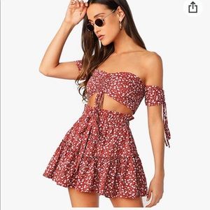 Matching crop top and skirt set